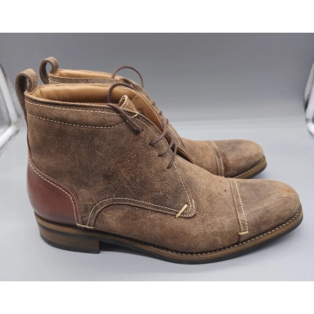 Ron Rider Boot Co Chukka Boot Dianite Sole Leather Brown Destresed Mens 10 A